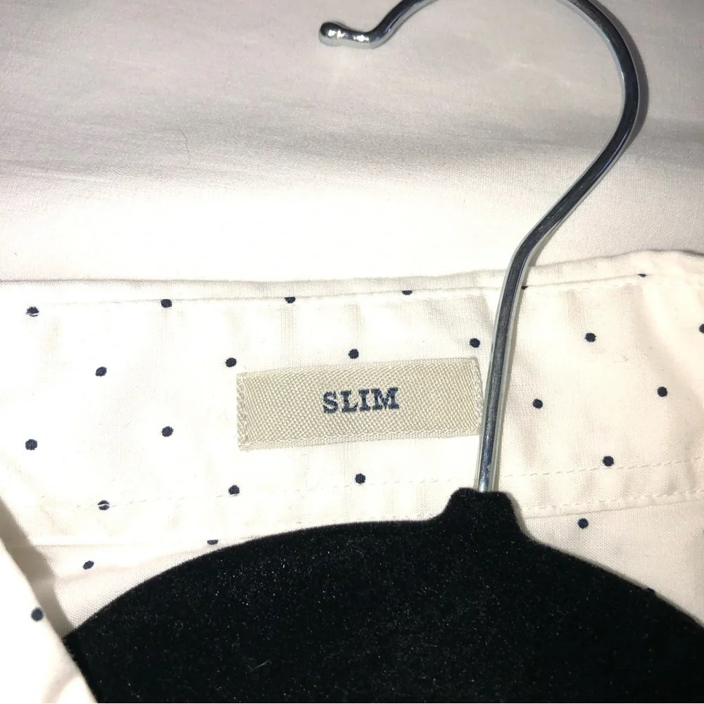 Jcrew Organic Cotton Mens Button Down Shirt  Polka Dot Black White Size XS